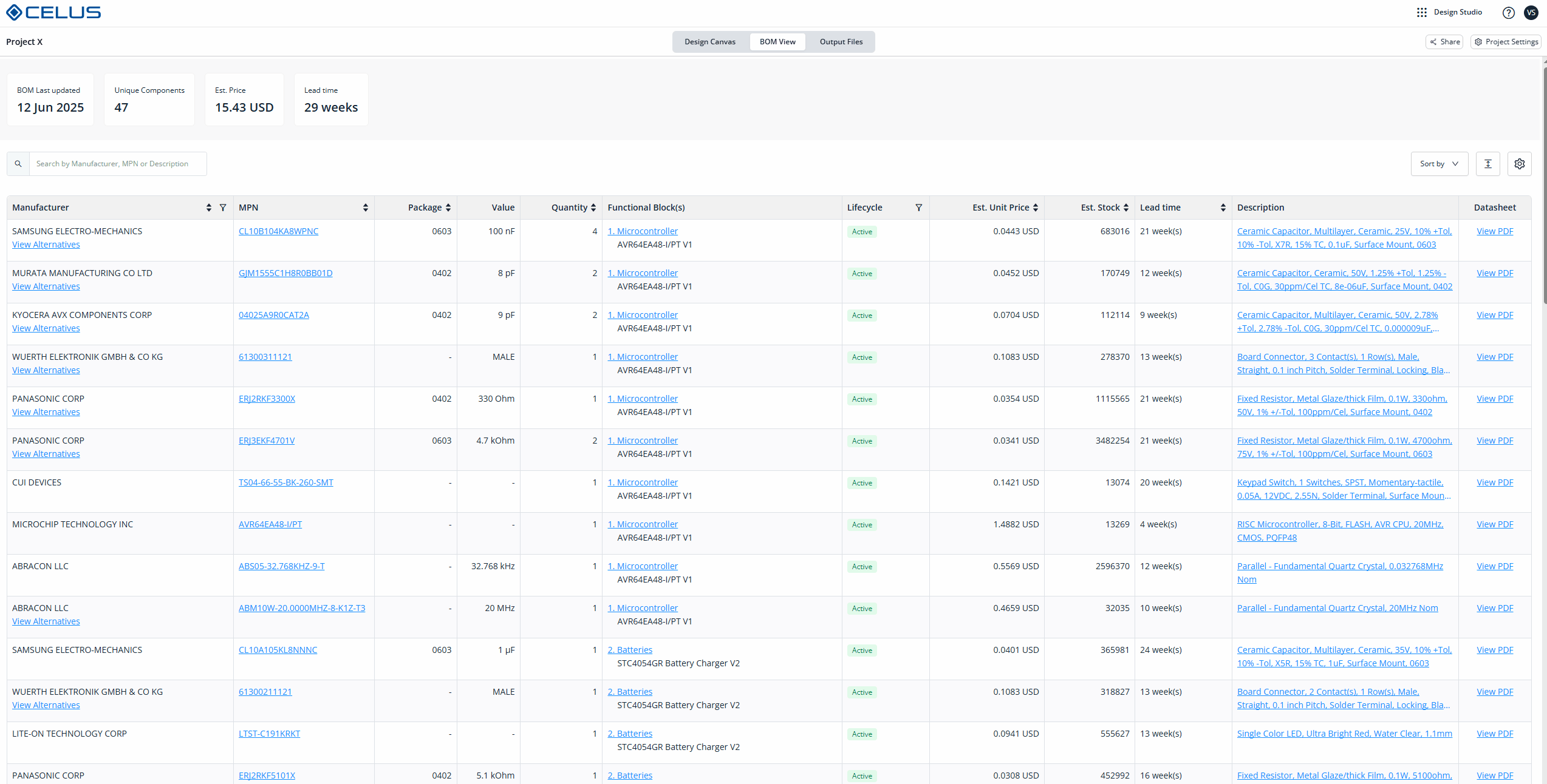 Component Alternatives, Electrical Parameters