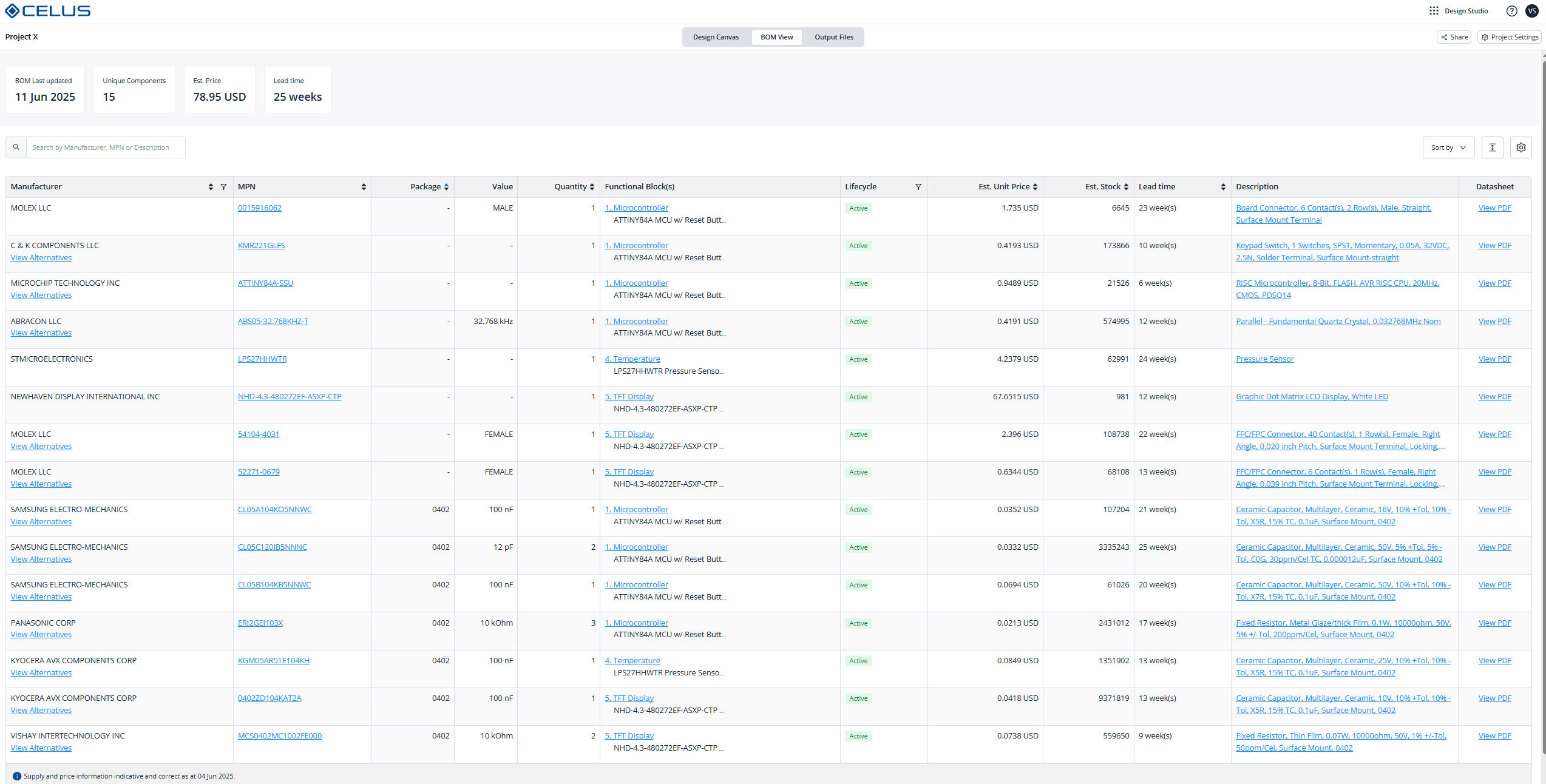 BOM Filter,BOM Table
