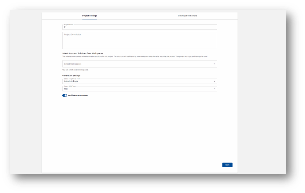 Configuring the Workspace selection filter on CELUS Supernova Project settings